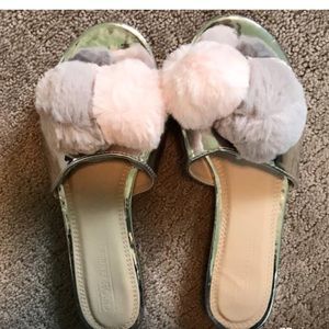Silver PomPom Slides